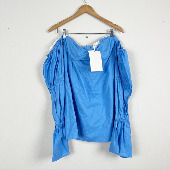 Sabo Skirt Tia Off-Shoulder Bell-Sleeve Blue Dress Size 10 - Picture 3 of 9